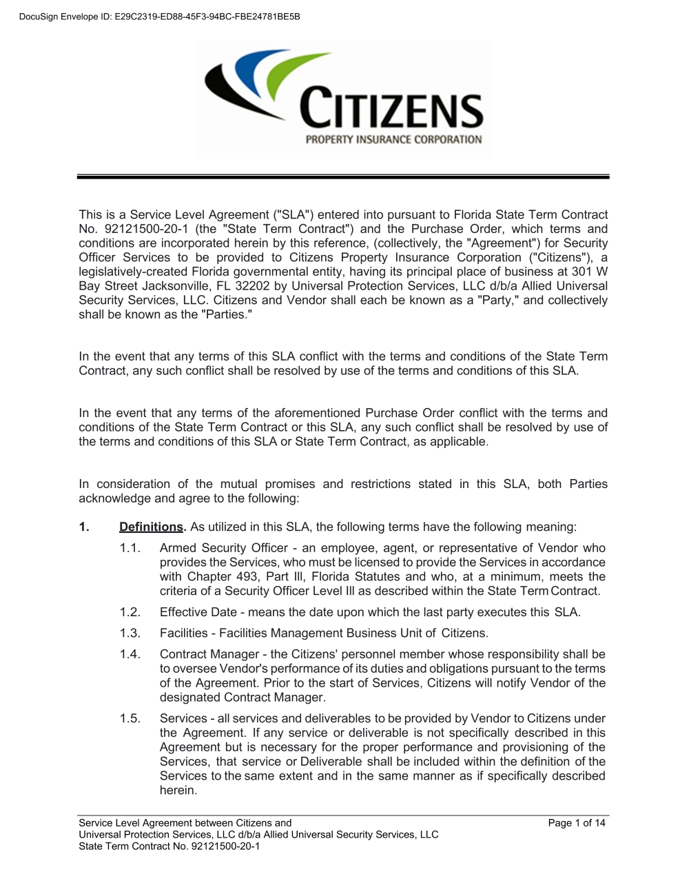 Contract  - Public - Citizens Property Insurance Corporation