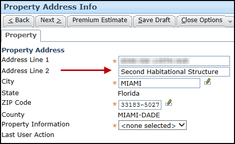 Screenshot of the Second Habitational Structure on Address Line 2